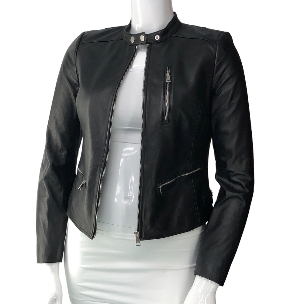 Lauren Ralph Lauren Black Leather Moto Jacket